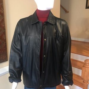 Metropolitan View Men’s Vintage Leather Jacket Dark Blue